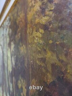 Oil painting on canvas, undergrowth 116 x 66 cm. Signed R. Pol