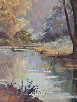 Oil painting on canvas, undergrowth 116 x 66 cm. Signed R. Pol