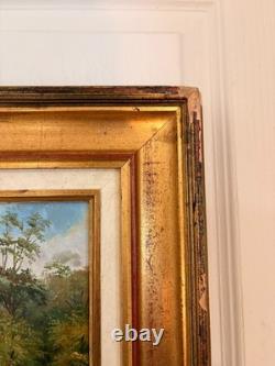 Oil painting on gilded wood panel, fox hunting, English dog, 19th century, 2/2