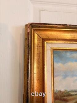 Oil painting on gilded wood panel, fox hunting, English dog, 19th century, 2/2