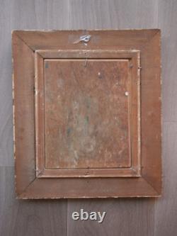 Oil painting on panel, 1958, circus clown decor, carved wooden frame, 2F
