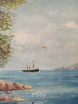 Oil painting on panel: Marine cliff