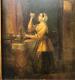 Oil Painting On Wood 19th Century Maid Woman Life Scene