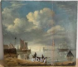 Oil painting on wood Dutch school 17th century marine ship