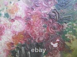 Oil painting on wood. Floral still life in expressionist style, 1907. Signed