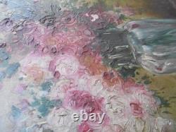 Oil painting on wood. Floral still life in expressionist style, 1907. Signed