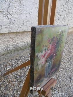 Oil painting on wood. Floral still life in expressionist style, 1907. Signed