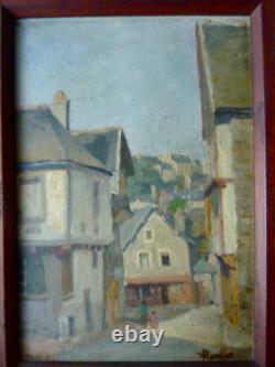 Oil painting on wood, Morlaix Brittany, signed F Rouillet student of Léandre No2