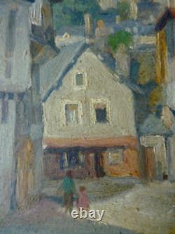 Oil painting on wood, Morlaix Brittany, signed F Rouillet student of Léandre No2