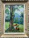 Oil Painting On Wood Table A. Lignier 1939 Under The Tree