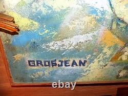 Oil painting on wood depicting Christ on the cross signed GROSJEAN