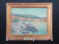 Oil painting on wood early 20th century The port of Sanary Provençal school signed
