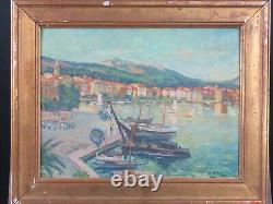 Oil painting on wood early 20th century The port of Sanary Provençal school signed