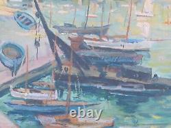 Oil painting on wood early 20th century The port of Sanary Provençal school signed