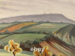 Oil painting on wood panel, 1950, post-impressionist landscape, old tree art