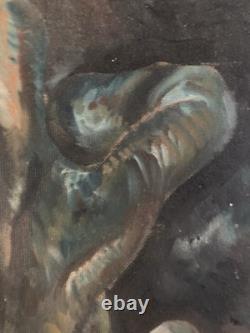 Oil painting on wood panel, Expressionism, Fauvist, Expressionist, 1950, hand-painted art