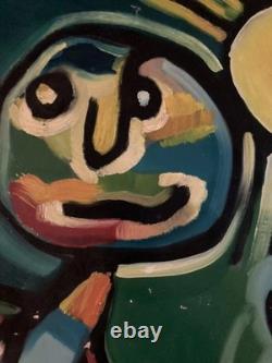 Oil painting on wood panel, Fauvist Expressionism, Expressionist Art Brut, 1950