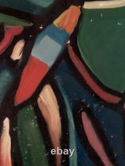 Oil painting on wood panel, Fauvist Expressionism, Expressionist Art Brut, 1950