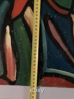 Oil painting on wood panel, Fauvist Expressionism, Expressionist Art Brut, 1950