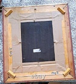 Oil painting on wood panel framed, scene of a group of 3 children