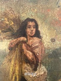 Oil painting on wood panel, impressionist portrait of a woman, At The Wheat Sheaf Art