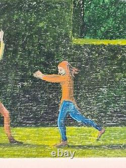 Oil painting on wood panel of a fantastic landscape with mountains and palace by Didier Richard