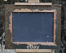 Oil painting on wood, signed Rolf Heider, Dachau landscape, framed