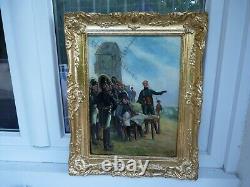 Oil painting on wooden board Napoleon and his staff