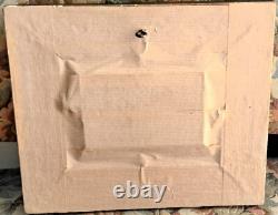 Oil painting on wooden panel depicting a cow and chickens in the meadow