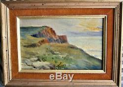 Oil-painting-painting-landscape-cliff-sea-impressionist-end XIX E Crepuscule