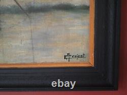 Oil-signed Old Painting On A Wooden Panel Representing Fishermen