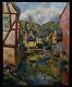 Oil / Signed Panel Dated 43 Timber Frame Houses Gargilesse Creuse Crozant