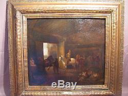 Old 17th Century Painting After Pieter Wouwerman Stable Scene