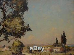 Old Canvas Oil Painting Andre Beronneau (1886-1973) Road Near St Tropez
