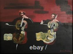 Old Fauvism Naive oil painting on wood genre scene orchestra DUPISSON