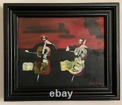 Old Fauvism Naive oil painting on wood genre scene orchestra DUPISSON