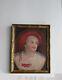 Old Gilded Wooden Frame Oil Painting On Canvas Portrait Of A Woman
