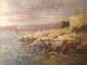 Old Impressionist Painting Marine Boat Coastal Oil On Wood Signed