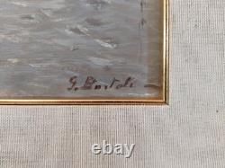Old Italian Port Scene with Sailboats, Marina, Signed Oil Painting