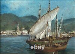 Old Marine Oil on Wood Painting attributed to Carlo Garino (1864-1944)
