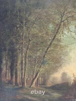 Old Oil On Canvas Underwood Barbizon School Entourage Camille Corot