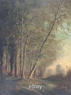 Old Oil On Canvas Underwood Barbizon School Entourage Camille Corot