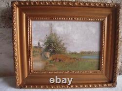 Old Oil On Wood Landscape Anime School Barbizon