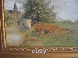 Old Oil On Wood Landscape Anime School Barbizon