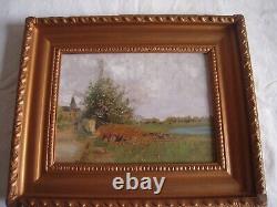 Old Oil On Wood Landscape Anime School Barbizon