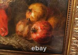 Old Oil Painting French School Fruit Attributed to Chardin 19th Century Gilded Frame