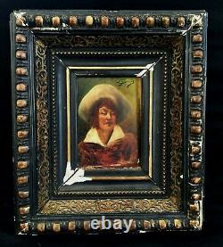 Old Oil Painting On 19th Century Portrait Panel Signed To Identify