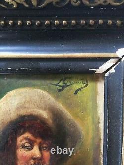 Old Oil Painting On 19th Century Portrait Panel Signed To Identify