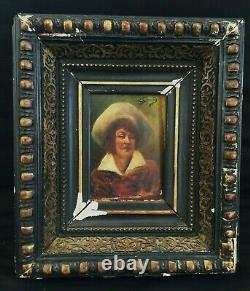 Old Oil Painting On 19th Century Portrait Panel Signed To Identify