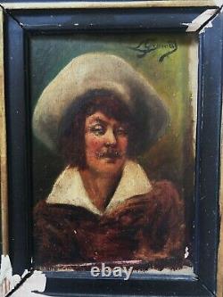 Old Oil Painting On 19th Century Portrait Panel Signed To Identify